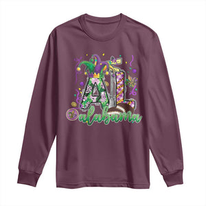 Funny Mardi Gras In Alabama AL Long Sleeve Shirt Moon Pie Jester Hat TS11 Maroon Print Your Wear