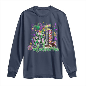 Funny Mardi Gras In Alabama AL Long Sleeve Shirt Moon Pie Jester Hat TS11 Navy Print Your Wear