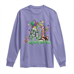 Funny Mardi Gras In Alabama AL Long Sleeve Shirt Moon Pie Jester Hat TS11 Violet Print Your Wear