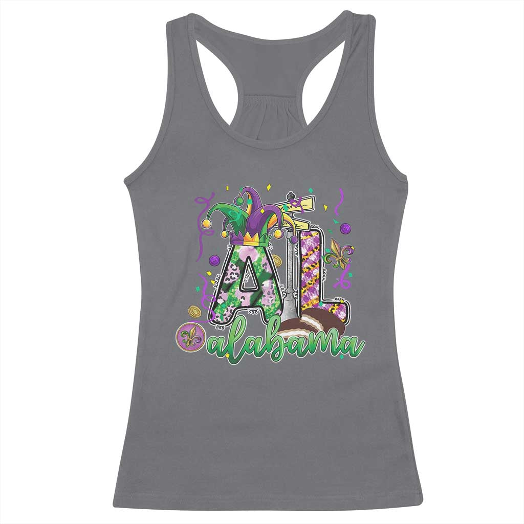 Funny Mardi Gras In Alabama AL Racerback Tank Top Moon Pie Jester Hat TS11 Charcoal Print Your Wear