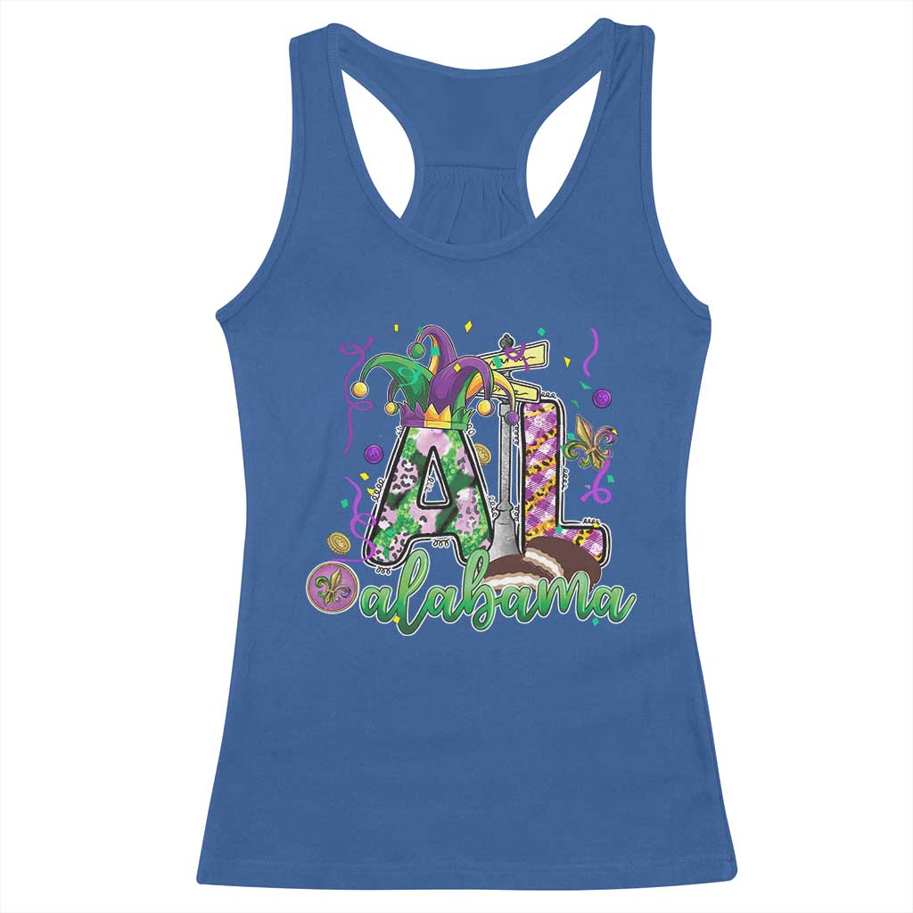 Funny Mardi Gras In Alabama AL Racerback Tank Top Moon Pie Jester Hat TS11 Royal Blue Print Your Wear