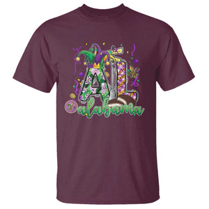 Funny Mardi Gras In Alabama T Shirt - Moon Pie Jester Hat AL Carnival Humor Tee TS11 Maroon Print Your Wear
