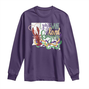 Funny Mardi Gras Louisiana Long Sleeve Shirt I Just Want To Be Loved Bayou Crawfish Beads TS11 Purple Print Your Wear