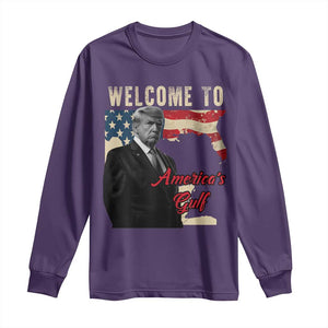 Funny Trump Welcome To America's Gulf Long Sleeve Shirt Vintage American Flag TS11 Purple Print Your Wear