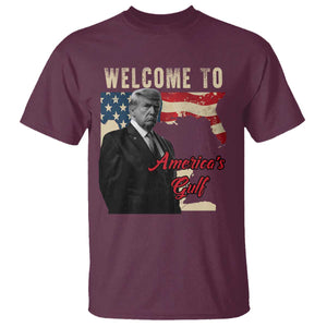 Funny Trump Welcome To America's Gulf T Shirt Vintage American Flag TS11 Maroon Print Your Wear