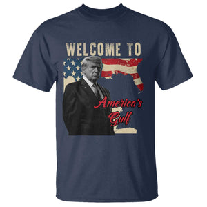 Funny Trump Welcome To America's Gulf T Shirt Vintage American Flag TS11 Navy Print Your Wear