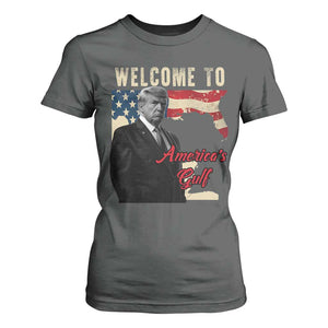 Funny Trump Welcome To America's Gulf T Shirt For Women Vintage American Flag TS11 Dark Heather Print Your Wear