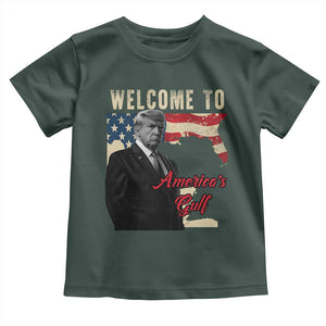 Funny Trump Welcome To America's Gulf Toddler T Shirt Vintage American Flag TS11 Dark Forest Green Print Your Wear