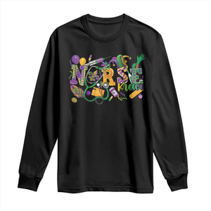 Funny Mardi Gras Nurse Krewe Healthcare Long Sleeve Shirt TS11 Black Print Your Wear