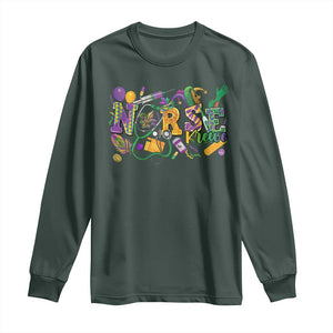 Funny Mardi Gras Nurse Krewe Healthcare Long Sleeve Shirt TS11 Dark Forest Green Print Your Wear