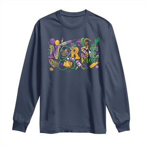 Funny Mardi Gras Nurse Krewe Healthcare Long Sleeve Shirt TS11 Navy Print Your Wear