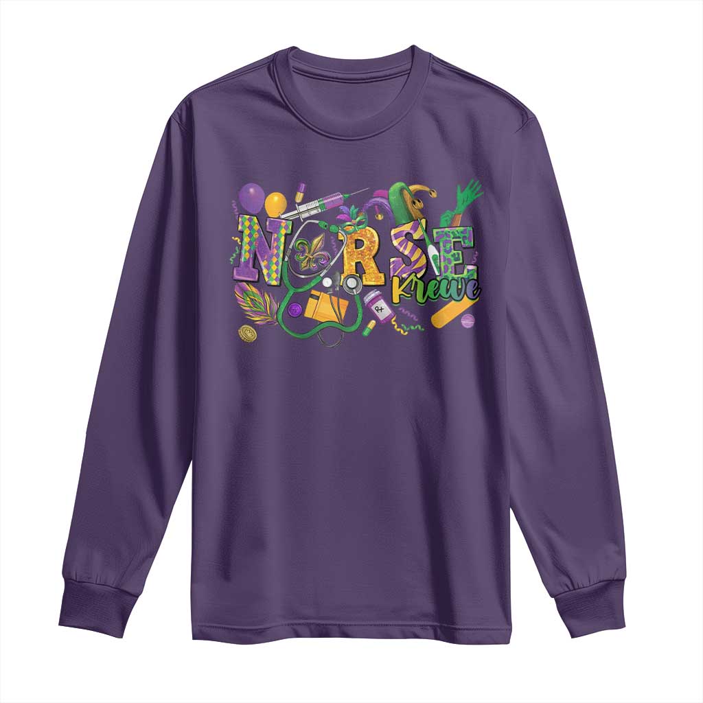 Funny Mardi Gras Nurse Krewe Healthcare Long Sleeve Shirt TS11 Purple Print Your Wear