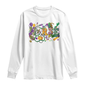 Funny Mardi Gras Nurse Krewe Healthcare Long Sleeve Shirt TS11 White Print Your Wear