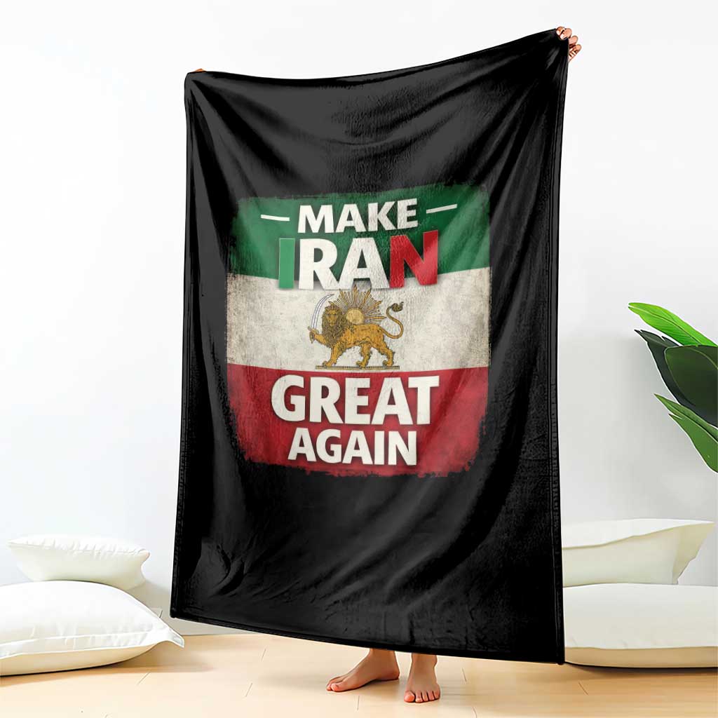 Make Iran Great Again Throw Blanket MIGA Vintage Persian Lion Flag TS11 Print Your Wear
