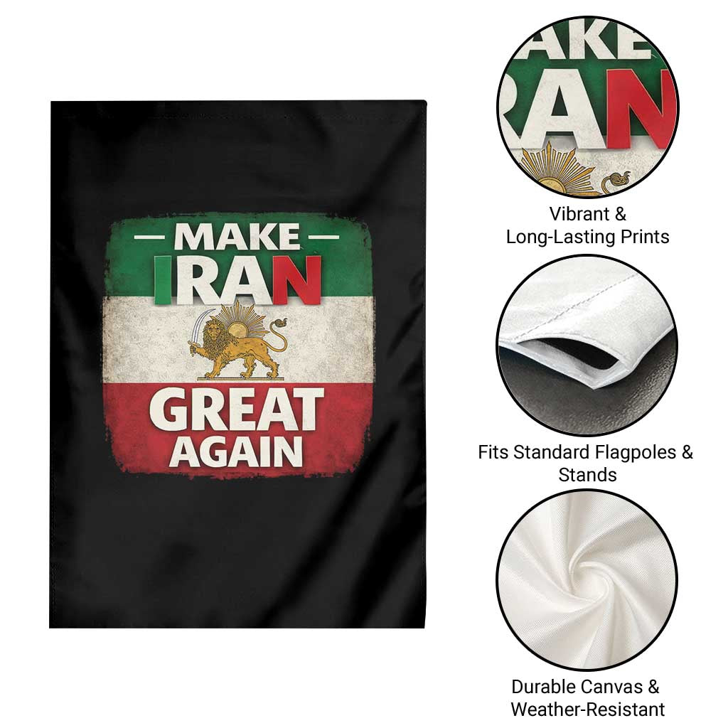 Make Iran Great Again Garden Flag MIGA Vintage Persian Lion Flag TS11 Print Your Wear