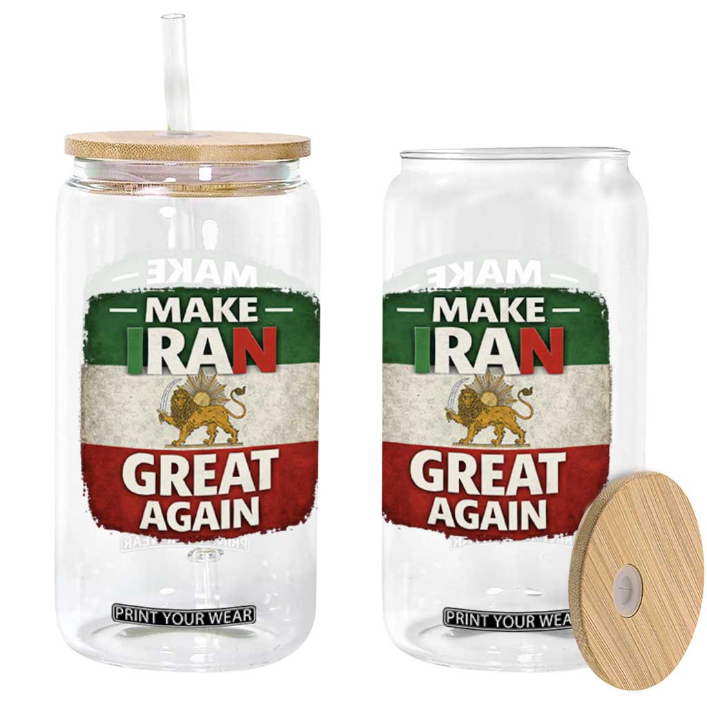 Make Iran Great Again Glass Can MIGA Vintage Persian Lion Flag TS11 Print Your Wear