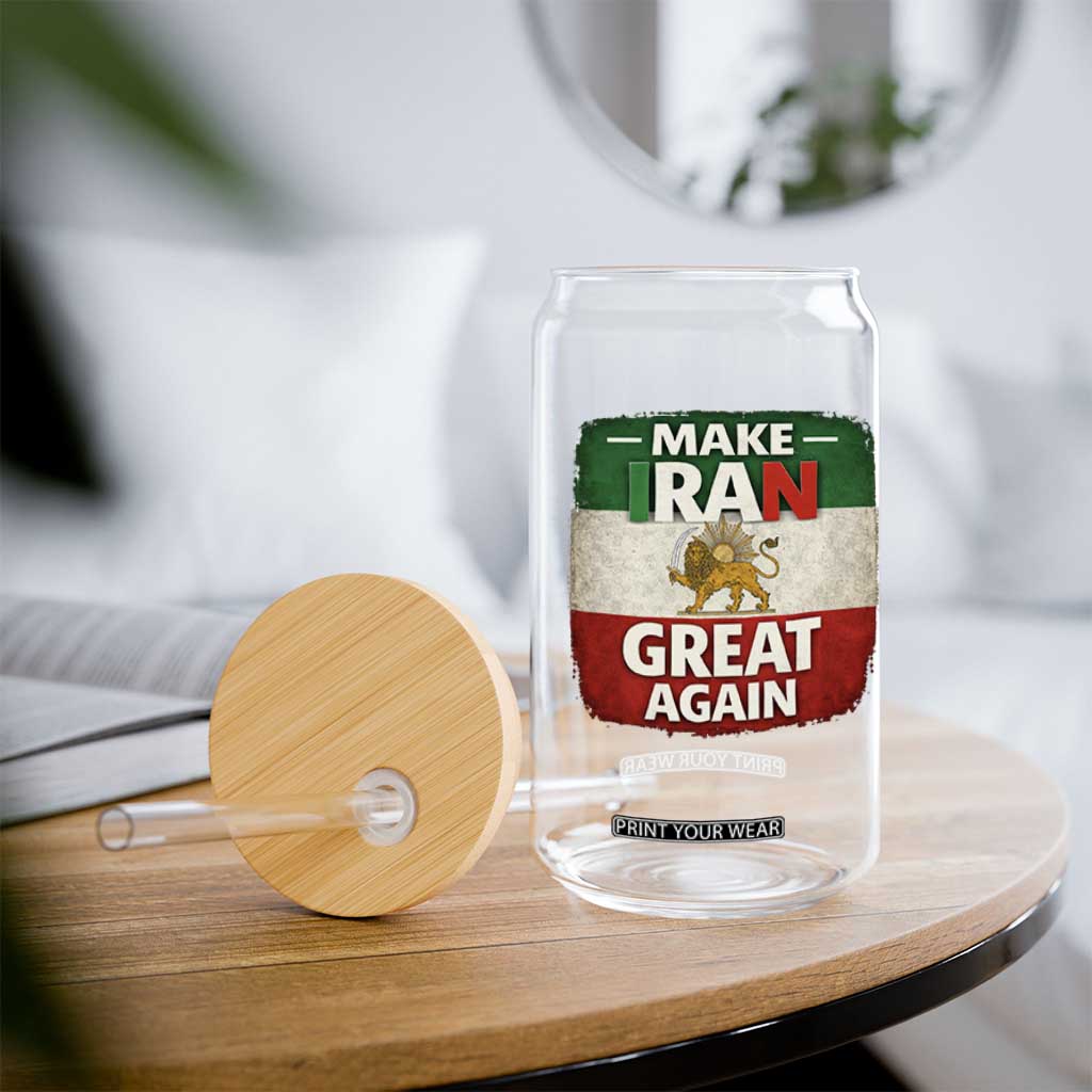 Make Iran Great Again Glass Can MIGA Vintage Persian Lion Flag TS11 Print Your Wear
