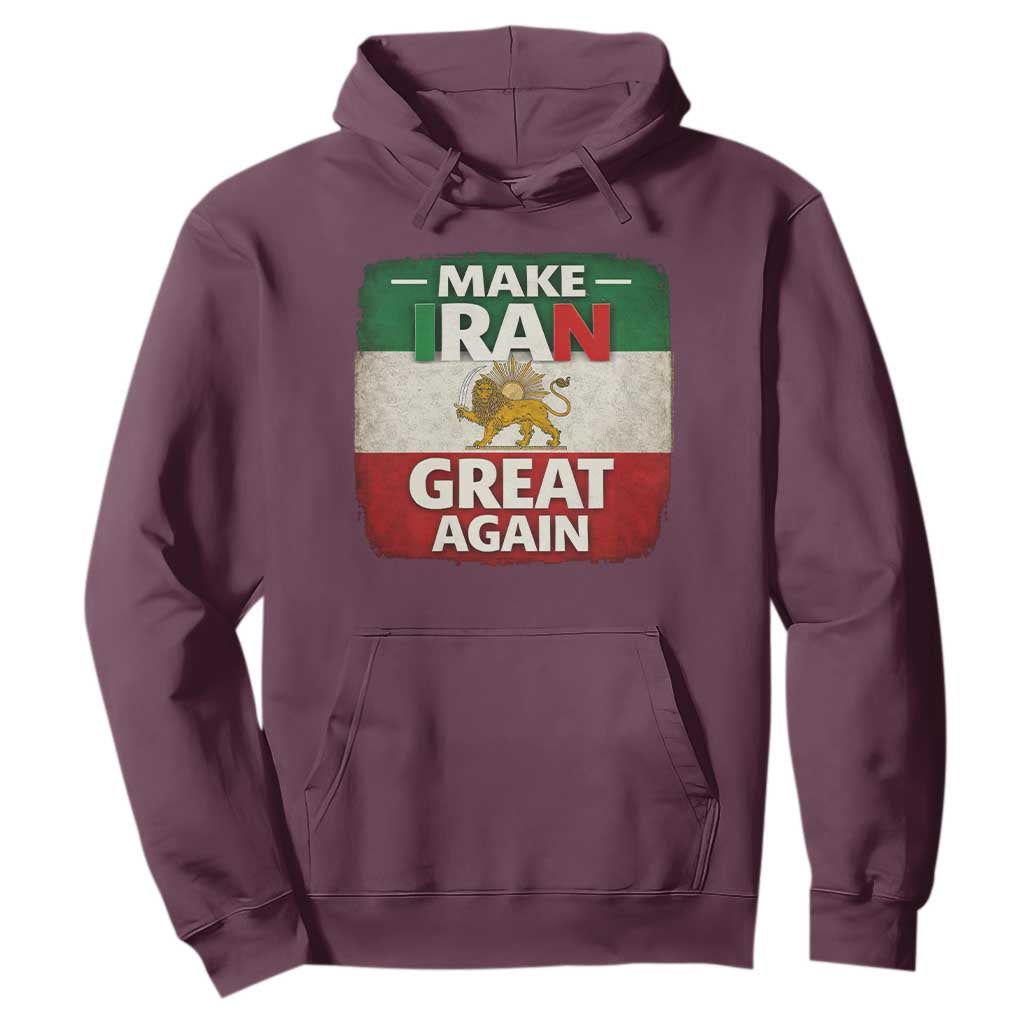 Make Iran Great Again Hoodie MIGA Vintage Persian Lion Flag TS11 Maroon Print Your Wear