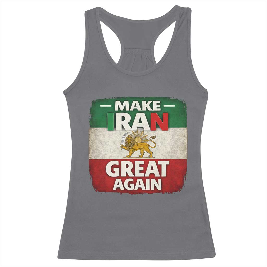 Make Iran Great Again Racerback Tank Top MIGA Vintage Persian Lion Flag TS11 Charcoal Print Your Wear