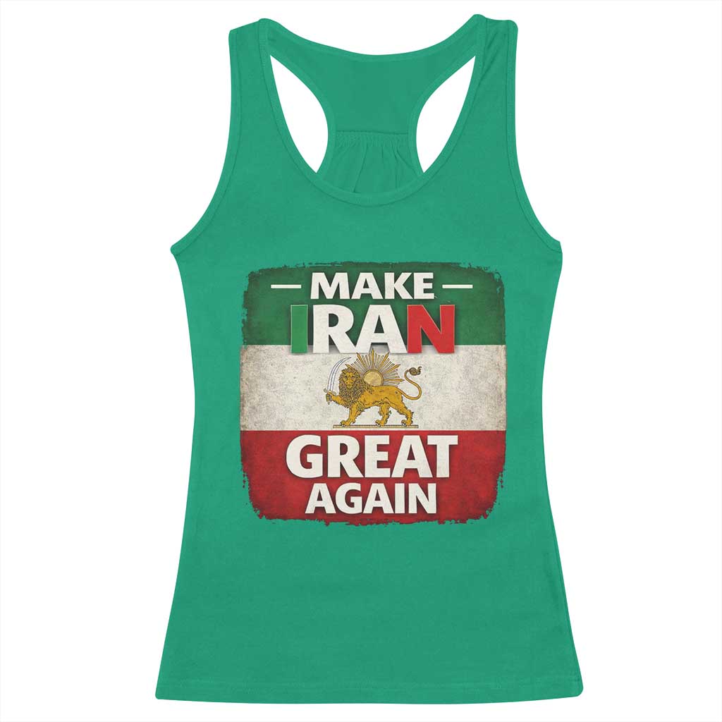 Make Iran Great Again Racerback Tank Top MIGA Vintage Persian Lion Flag TS11 Irish Green Print Your Wear