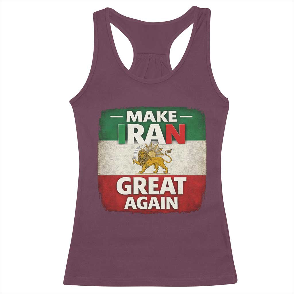 Make Iran Great Again Racerback Tank Top MIGA Vintage Persian Lion Flag TS11 Maroon Print Your Wear