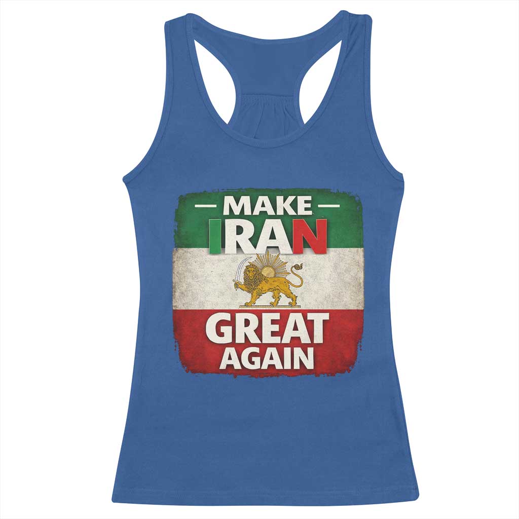 Make Iran Great Again Racerback Tank Top MIGA Vintage Persian Lion Flag TS11 Royal Blue Print Your Wear