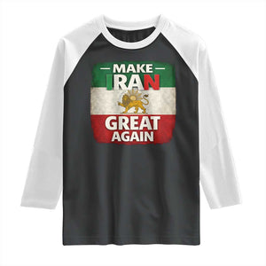 Make Iran Great Again Raglan Shirt MIGA Vintage Persian Lion Flag TS11 Black White Print Your Wear