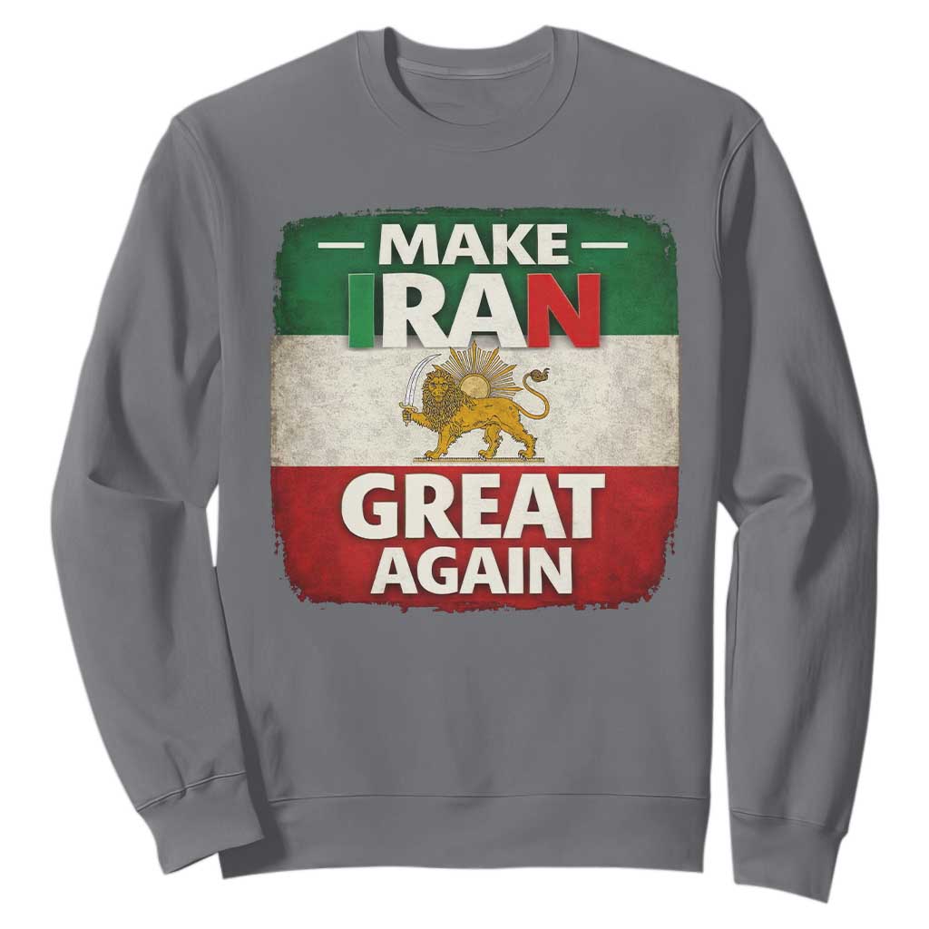 Make Iran Great Again Sweatshirt MIGA Vintage Persian Lion Flag TS11 Charcoal Print Your Wear