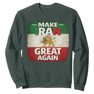Make Iran Great Again Sweatshirt MIGA Vintage Persian Lion Flag TS11 Dark Forest Green Print Your Wear
