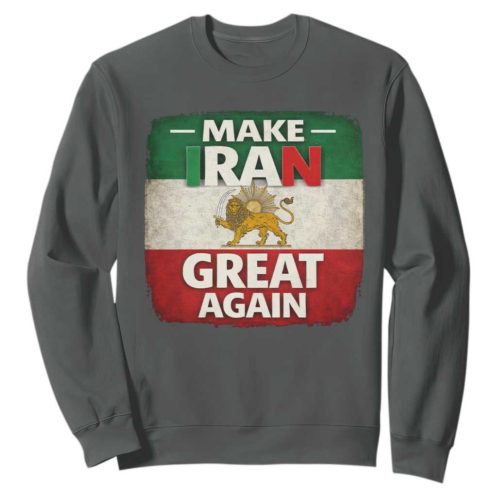 Make Iran Great Again Sweatshirt MIGA Vintage Persian Lion Flag TS11 Dark Heather Print Your Wear