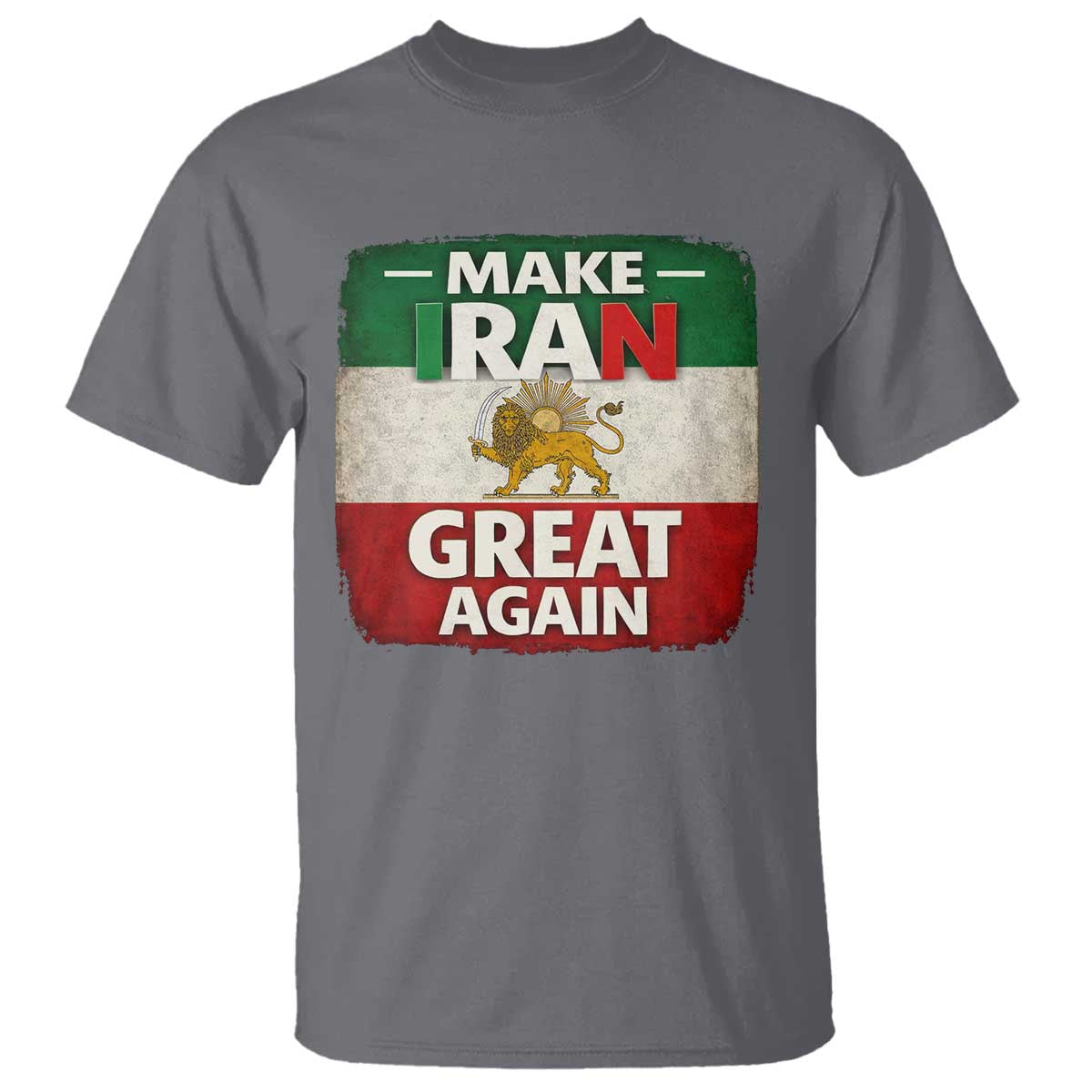 Make Iran Great Again T Shirt MIGA Vintage Persian Lion Flag TS11 Charcoal Print Your Wear