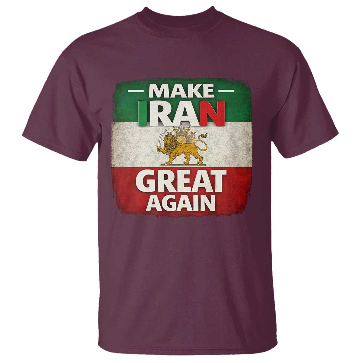 Make Iran Great Again T Shirt MIGA Vintage Persian Lion Flag TS11 Maroon Print Your Wear