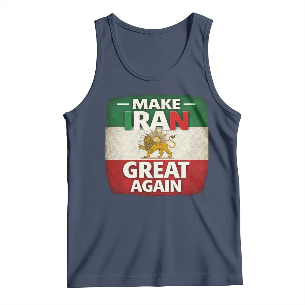 Make Iran Great Again Tank Top MIGA Vintage Persian Lion Flag TS11 Navy Print Your Wear