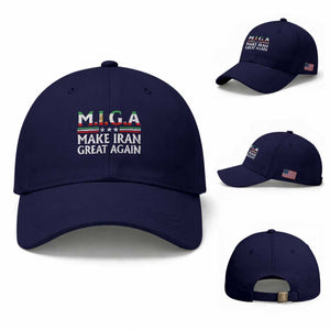 Make Iran Great Again Baseball Cap MIGA Emblem Of Iran Persian Lion Flag TS11 Baseball Cap Universal Fit Dark Blue Print Your Wear