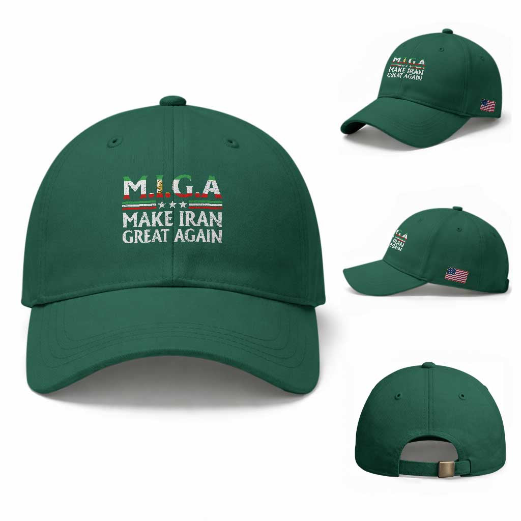 Make Iran Great Again Baseball Cap MIGA Emblem Of Iran Persian Lion Flag TS11 Baseball Cap Universal Fit Irish Green Print Your Wear
