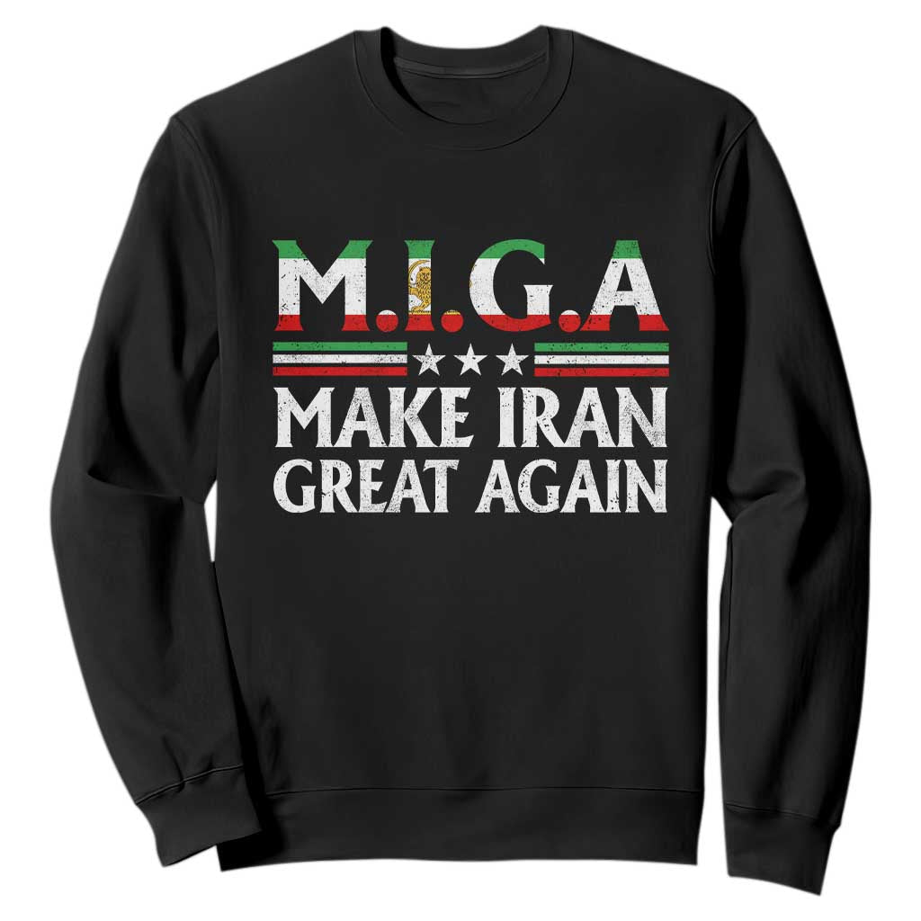 Make Iran Great Again Sweatshirt MIGA Emblem Of Iran Persian Lion Flag TS11 Black Print Your Wear
