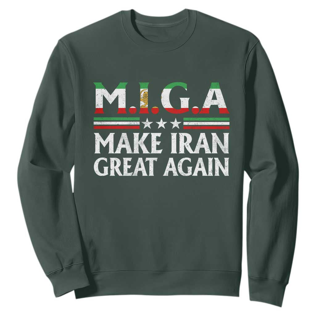 Make Iran Great Again Sweatshirt MIGA Emblem Of Iran Persian Lion Flag TS11 Dark Forest Green Print Your Wear