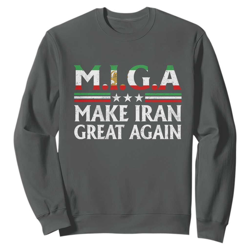 Make Iran Great Again Sweatshirt MIGA Emblem Of Iran Persian Lion Flag TS11 Dark Heather Print Your Wear