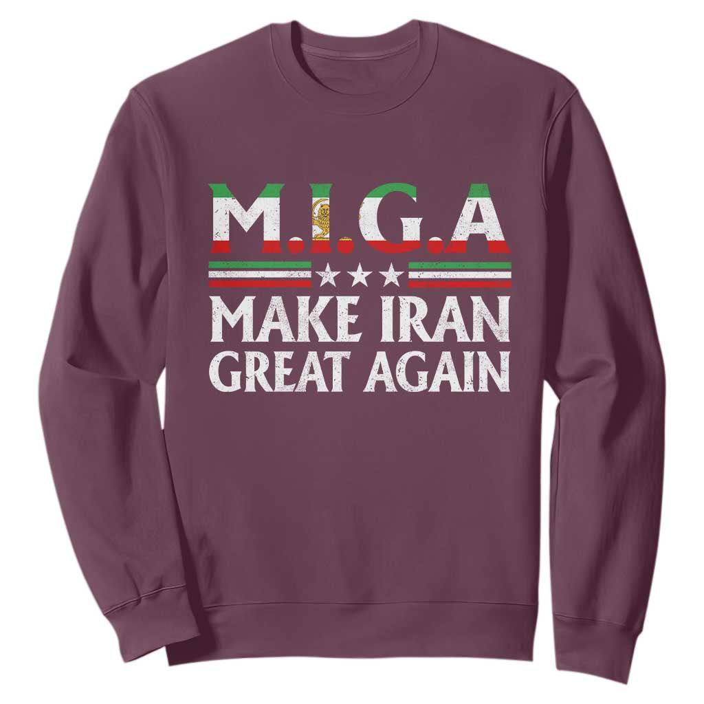 Make Iran Great Again Sweatshirt MIGA Emblem Of Iran Persian Lion Flag TS11 Maroon Print Your Wear