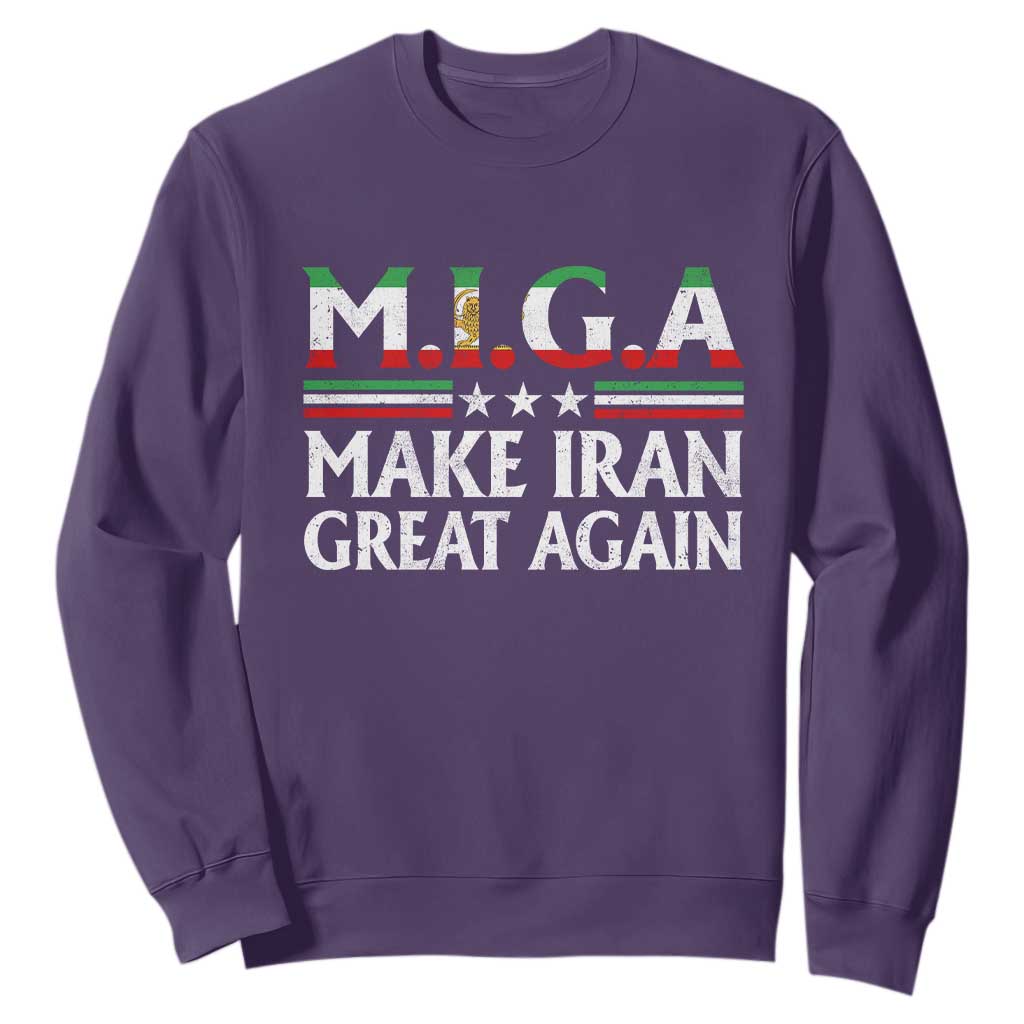 Make Iran Great Again Sweatshirt MIGA Emblem Of Iran Persian Lion Flag TS11 Purple Print Your Wear