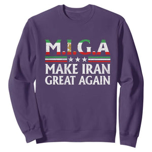 Make Iran Great Again Sweatshirt MIGA Emblem Of Iran Persian Lion Flag TS11 Purple Print Your Wear