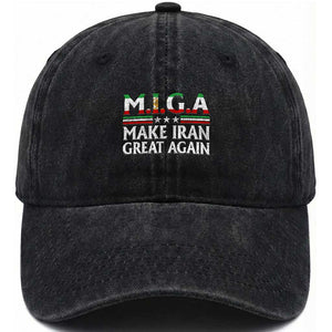 Make Iran Great Again Washed Cotton Baseball Cap MIGA Emblem Of Iran Persian Lion Flag TS11 Print Your Wear