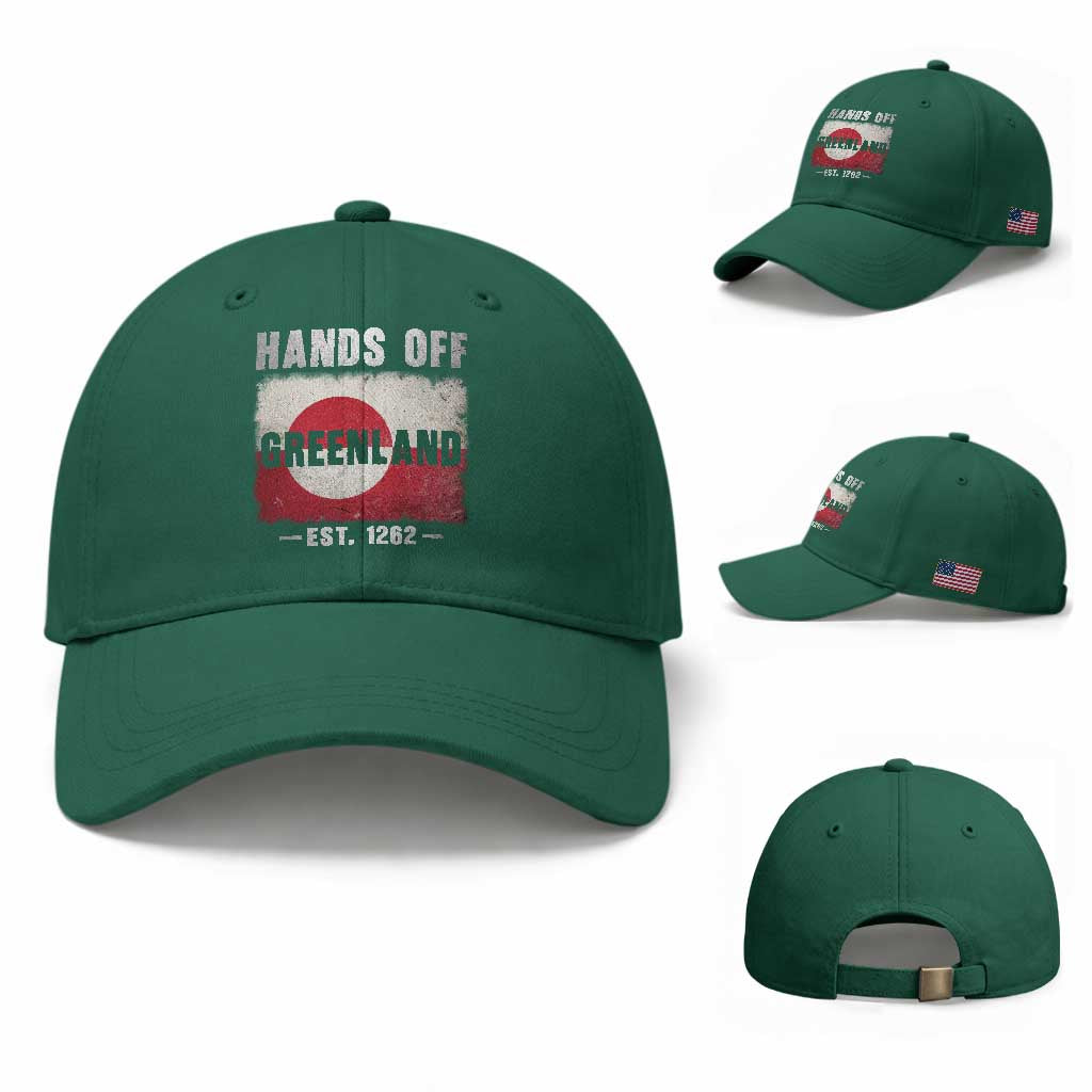 Hands Off Greenland Baseball Cap Greenland EST 1262 Political Protest TS11 Baseball Cap Universal Fit Irish Green Print Your Wear