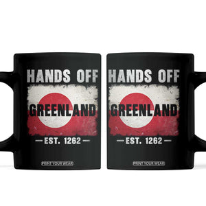 Hands Off Greenland Coffee Mug Greenland EST 1262 Political Protest TS11 Black Print Your Wear