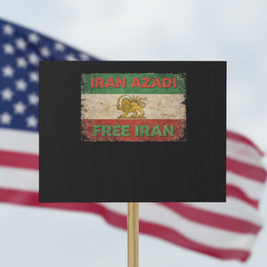 Iran Azadi Lion Sun Sword Flag Free Iran Revolution Protest Sign TS11 Horizontal 18" × 24" Black Print Your Wear