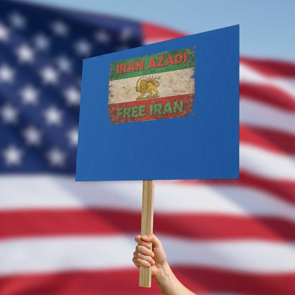 Iran Azadi Lion Sun Sword Flag Free Iran Revolution Protest Sign TS11 Horizontal 18
