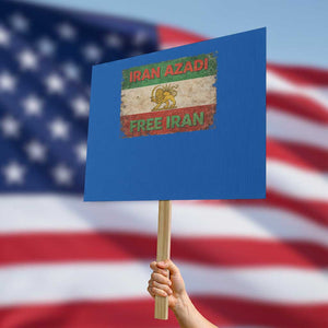 Iran Azadi Lion Sun Sword Flag Free Iran Revolution Protest Sign TS11 Horizontal 18" × 24" Blue Print Your Wear