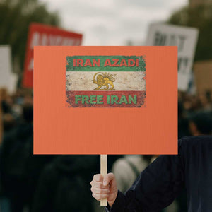 Iran Azadi Lion Sun Sword Flag Free Iran Revolution Protest Sign TS11 Horizontal 18" × 24" Orange Print Your Wear