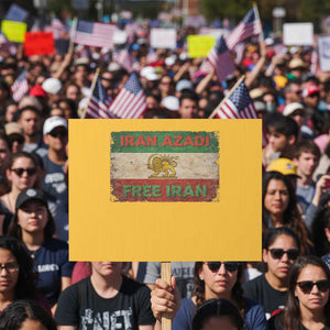 Iran Azadi Lion Sun Sword Flag Free Iran Revolution Protest Sign TS11 Horizontal 18" × 24" Yellow Print Your Wear