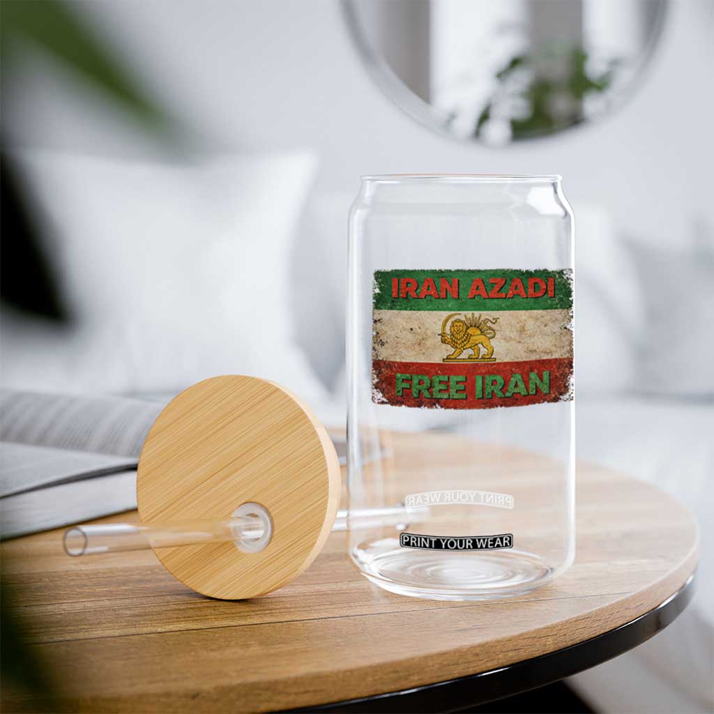Iran Azadi Lion Sun Sword Flag Free Iran Revolution Glass Can TS11 Print Your Wear